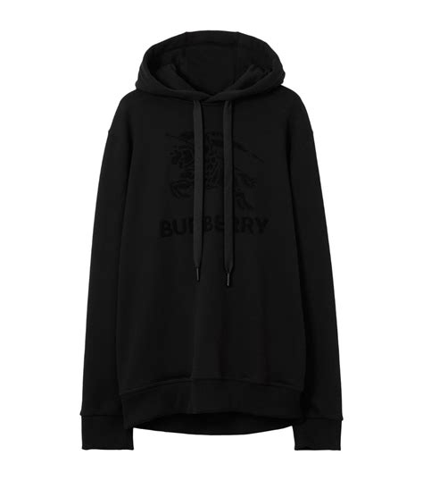 Burberry: Black Embroidered EKD Hoodie 